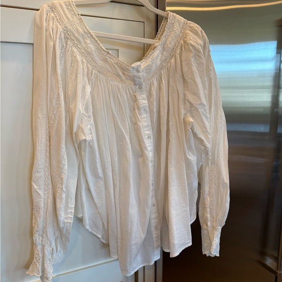 Free People XL and soft White Embroidered Women's cotton Top - Picture 6 of 9